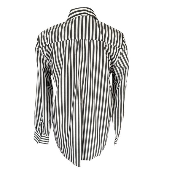 Lands' End black and white striped long sleeve button down boyfriend tunic XS - Picture 4 of 10